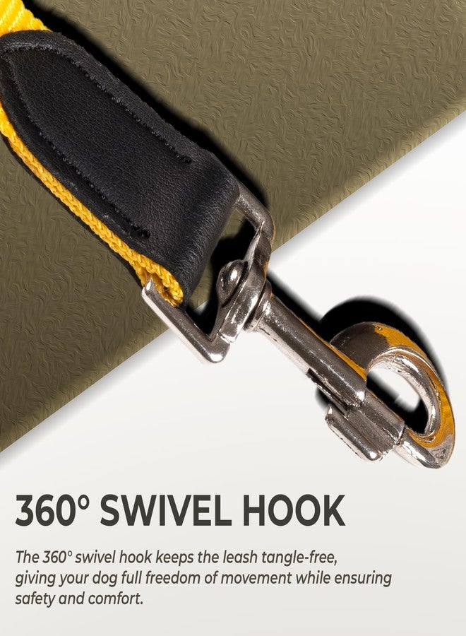 ADIL'S Adil’s 5FT Adjustable Nylon Dog Leash with Soft Leather Handle - Durable Long Lead with 360° Swivel Hook - Strong, Tangle-Free Leash for Walking & Training Small, Medium & Large Dogs (Yellow) - Image 3